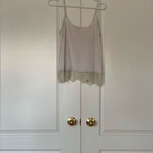 White tank top with lace trim